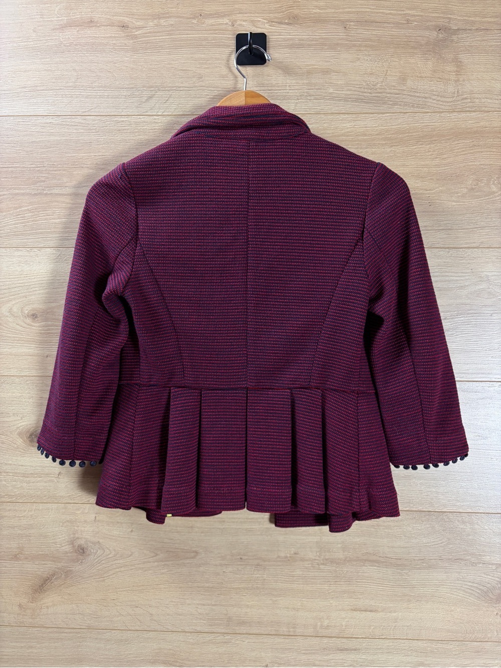 Tabitha Anthropologie Women's Maroon 3/4 Sleeve Peplum Blazer - Picture 8 of 8